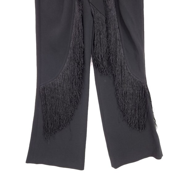 Cinq a Sept Fringe Pants Women 00 Black Luxurious Elegance Sophisticated Trouser - Picture 5 of 13